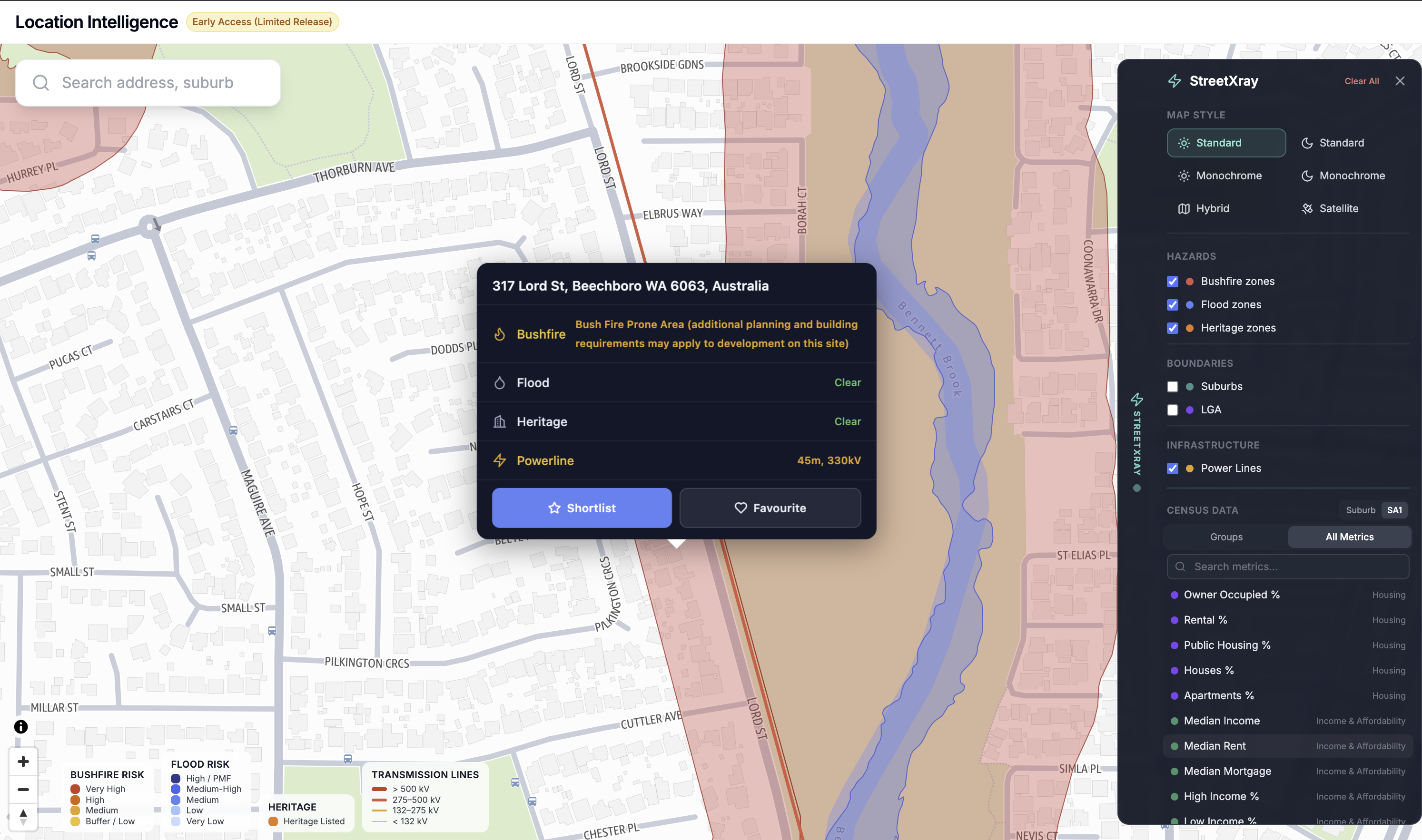Bushfire risk flagged on Perth property — instant risk check with flood, heritage, and powerline status